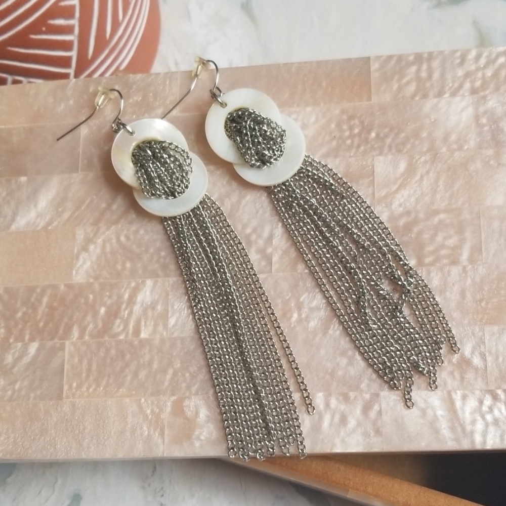 Dangly Shell Earrings Statement Long